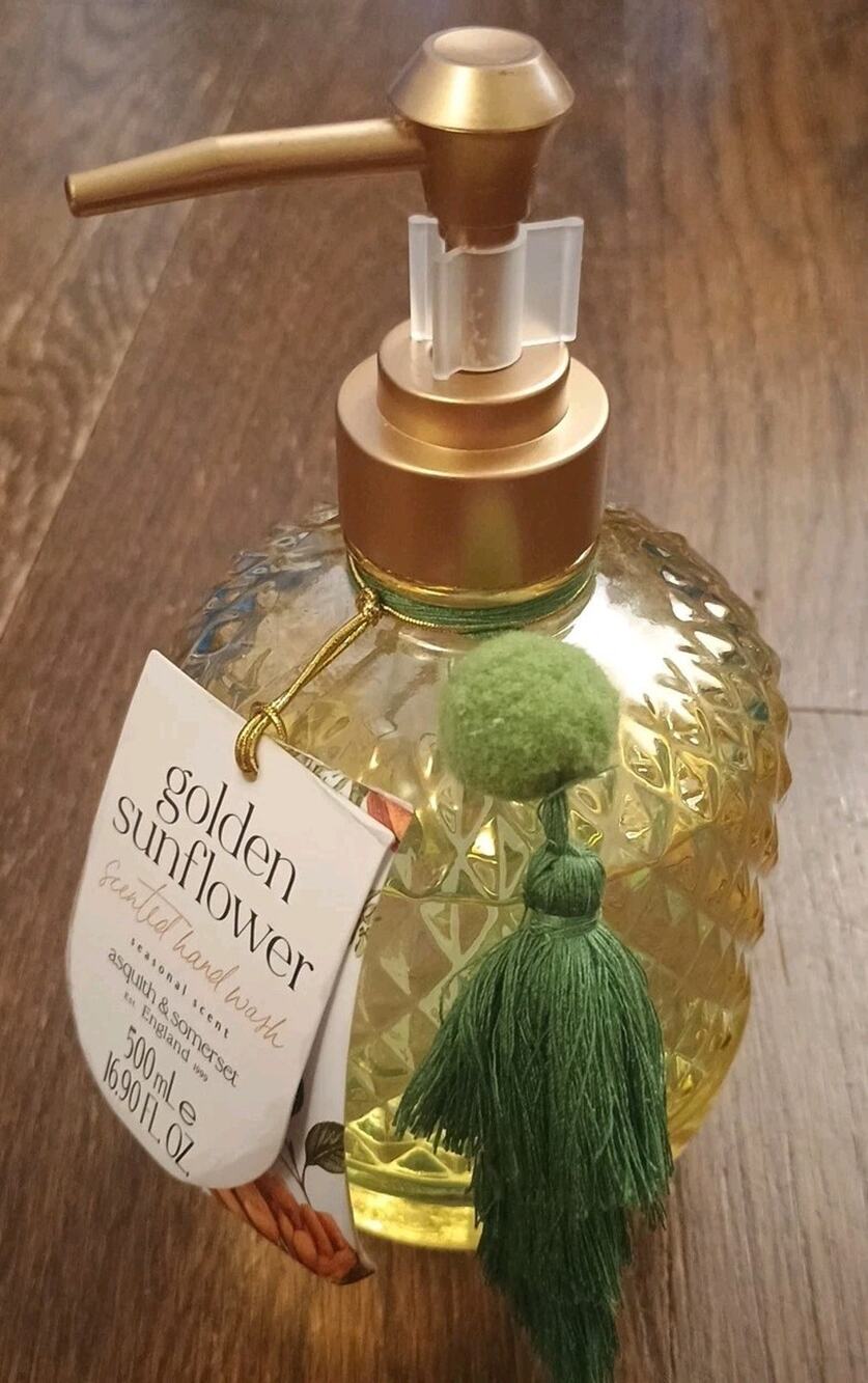 Asquith & Somerset Golden Sunflower glass pineapple bottle Hand soap dispenser